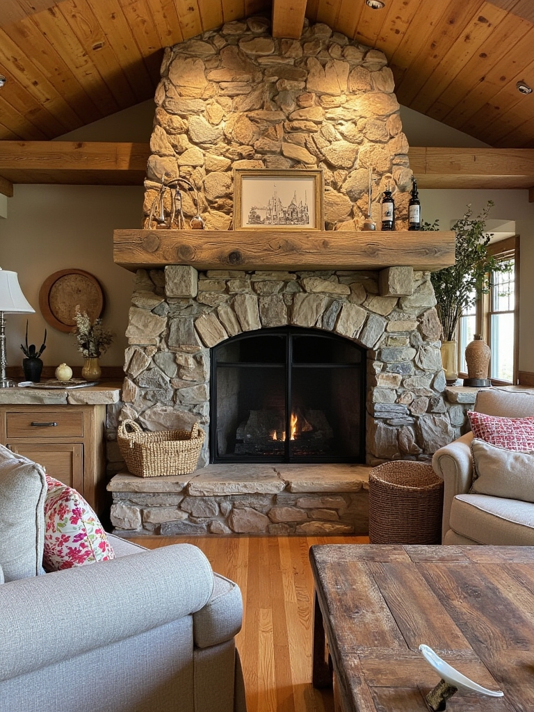 rustic stone and wood