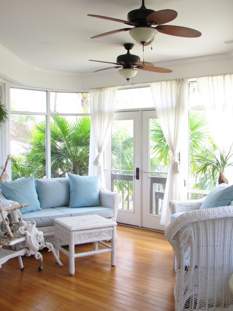 screened room with fans