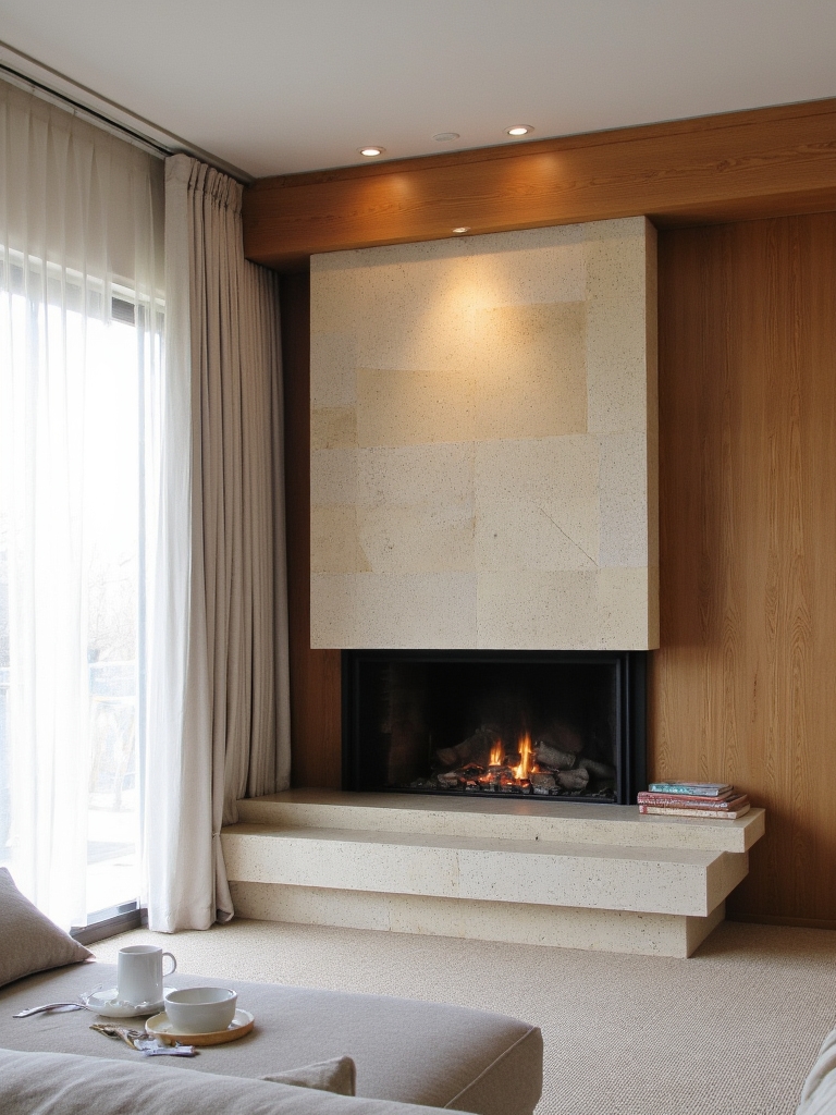 serene minimalist fireplace design