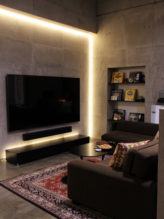 sleek wall mounted entertainment setup