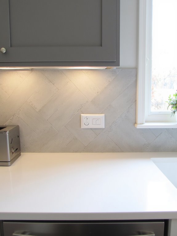 sophisticated soft gray backsplash