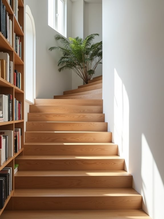 staircase bookshelf reading nook