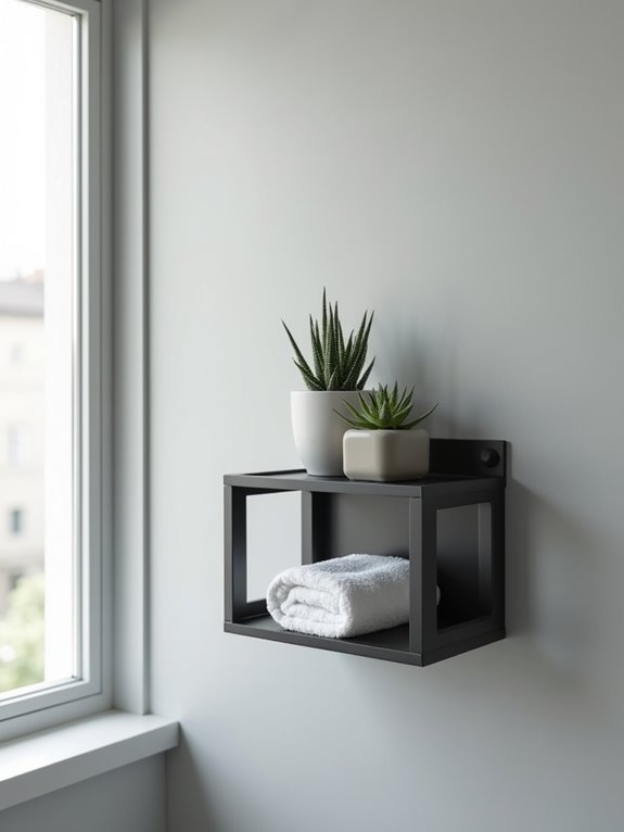 stylish black metal shelves