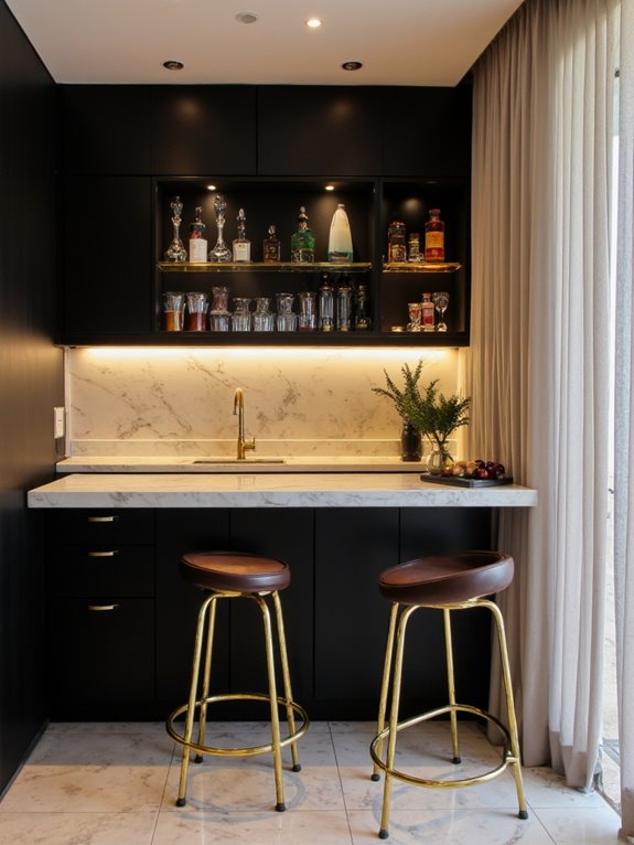 stylish compact apartment bar