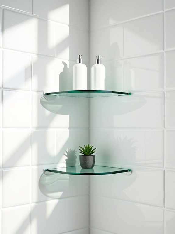 stylish corner glass shelves