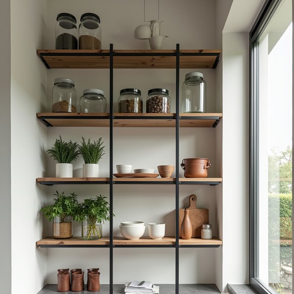stylish functional open shelving