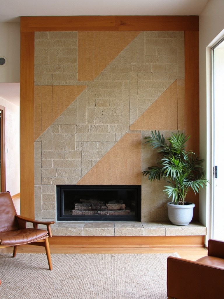 stylish retro geometric fireplace