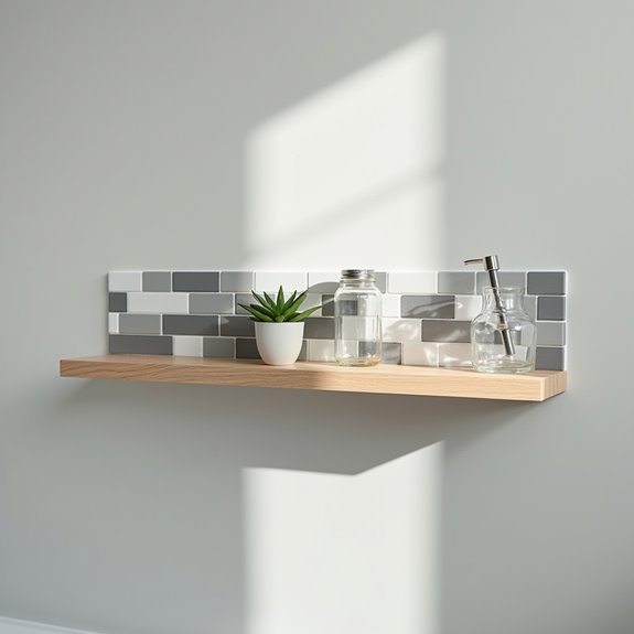 stylish tiled bathroom shelves