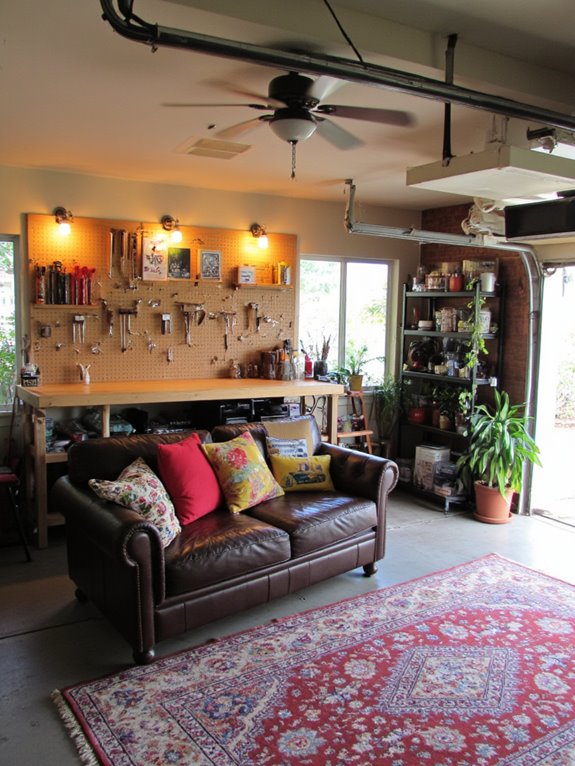 versatile garage workshop lounge