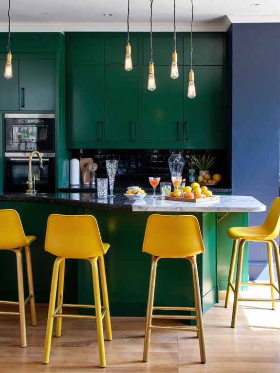 vibrant kitchen bar design