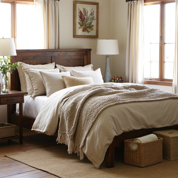 woven accents enhance rustic charm