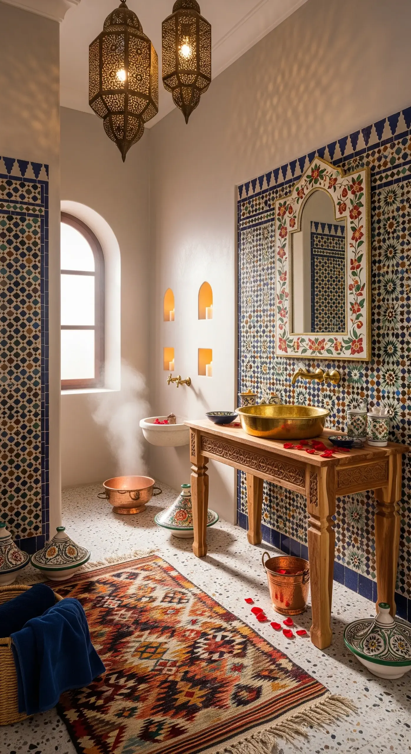 Color palettes for a moroccan bathroom