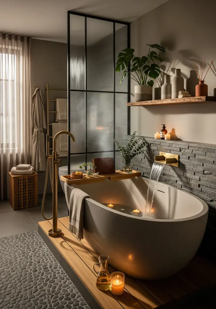 Freestanding soaking tub centerpiece
