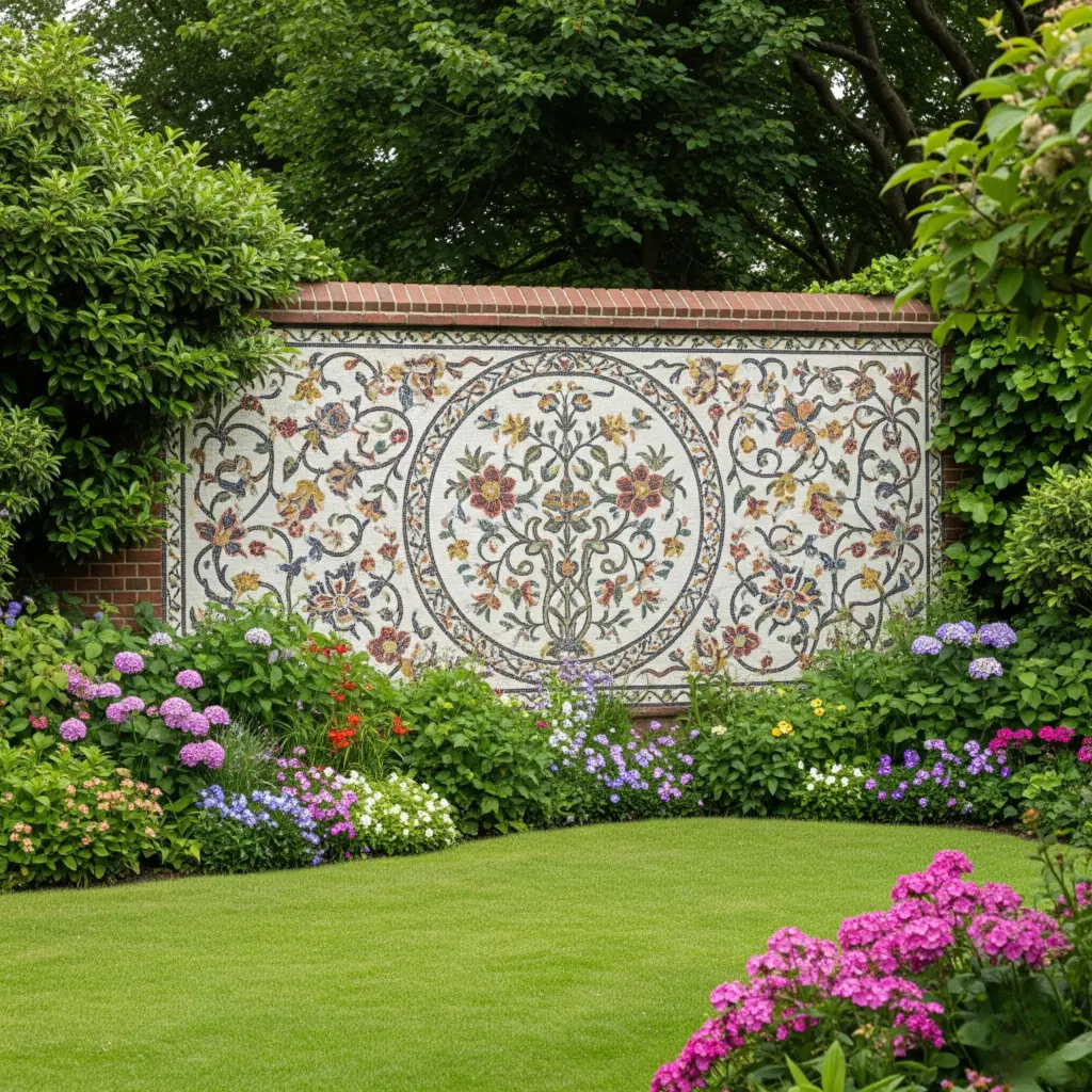 Intricate floral mosaic designs for walls