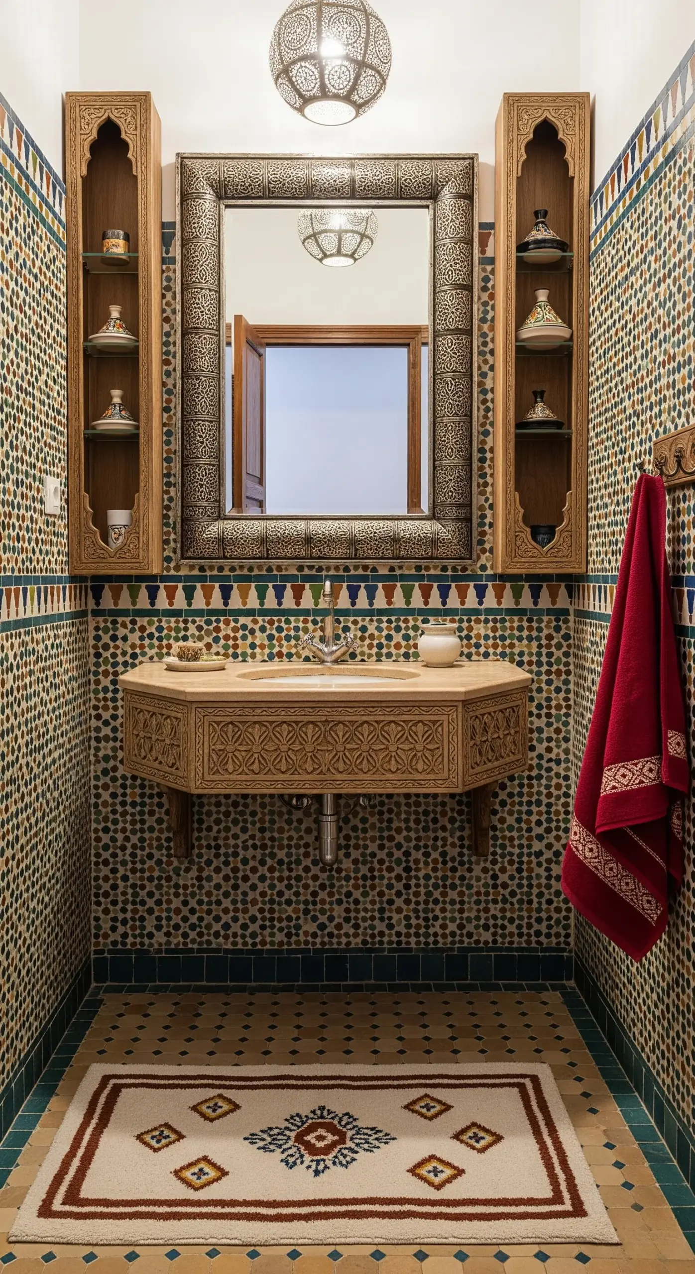 Maximizing space in small moroccan bathrooms