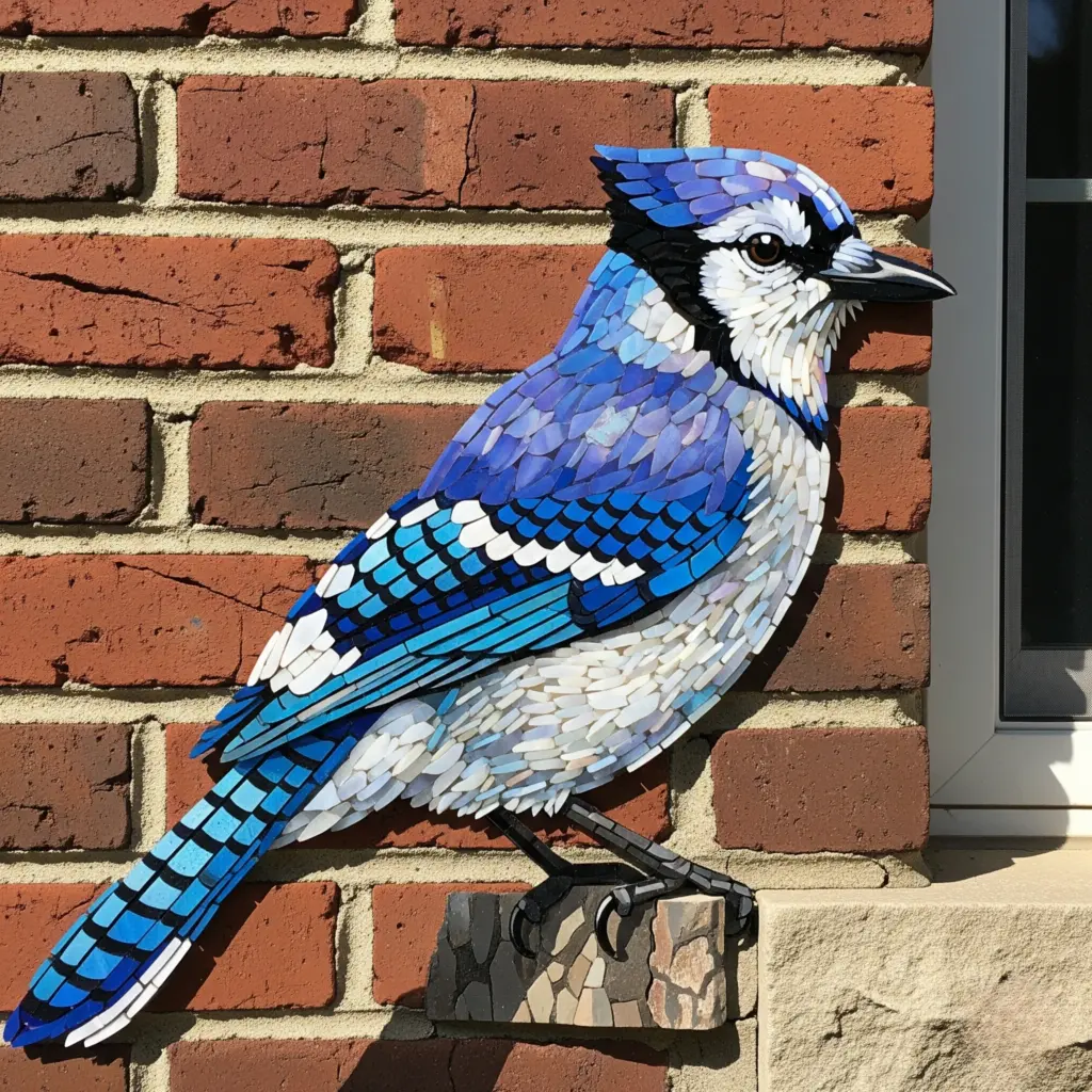 Mosaic bird mosaic with vibrant stones