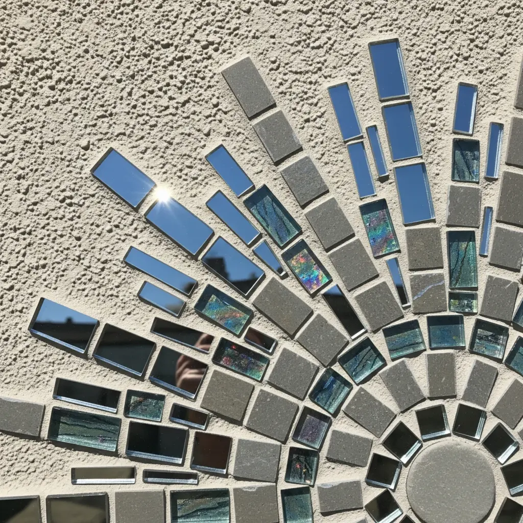Reflective glass mosaic accents
