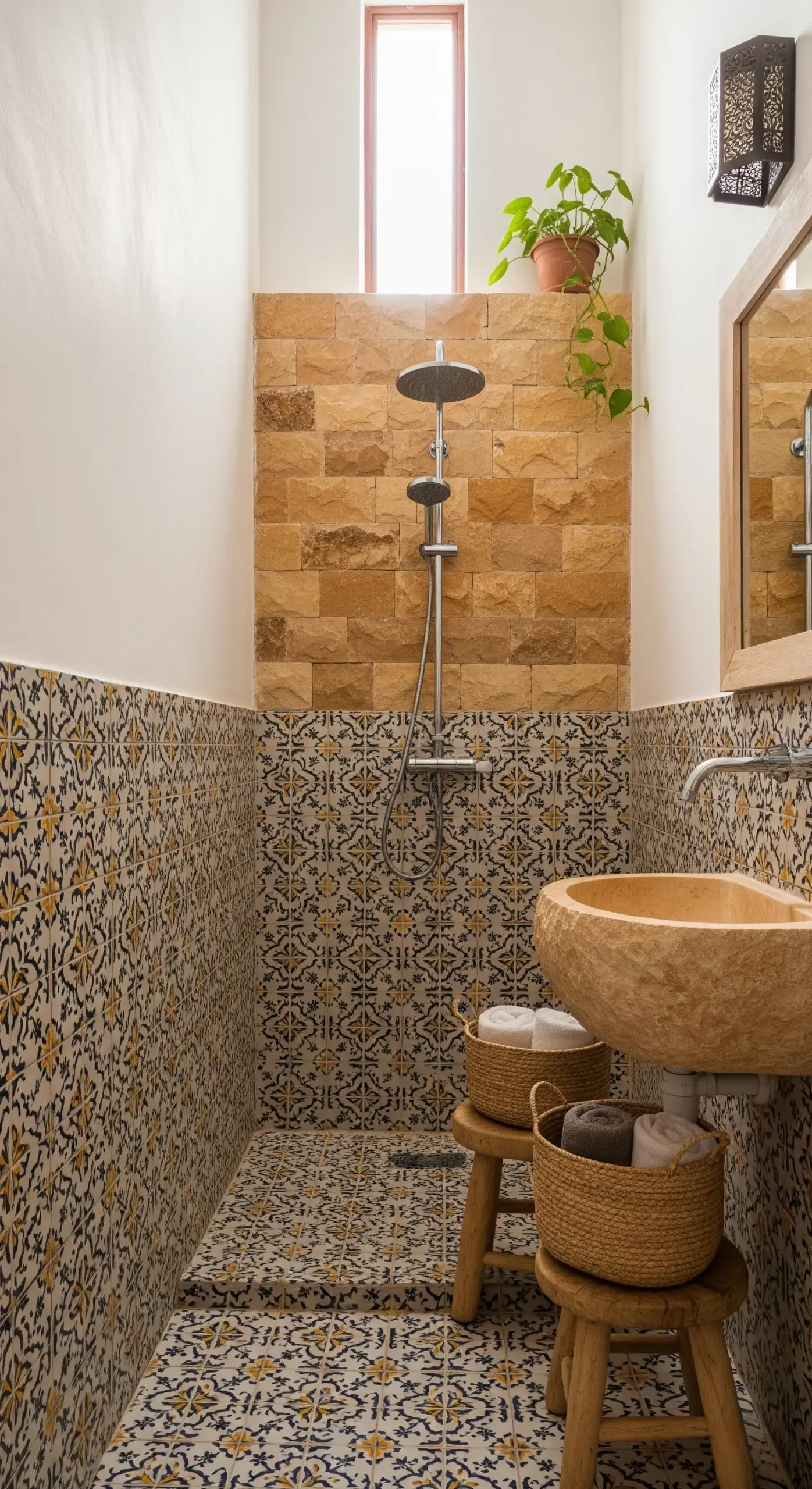 Sustainable materials in moroccan bathroom design