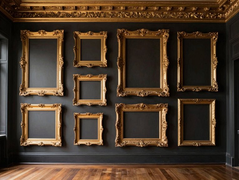 eclectic layered vintage gold frames