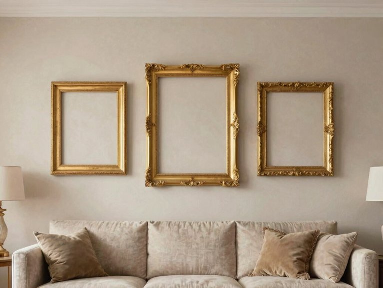 gold accented curated gallery wall