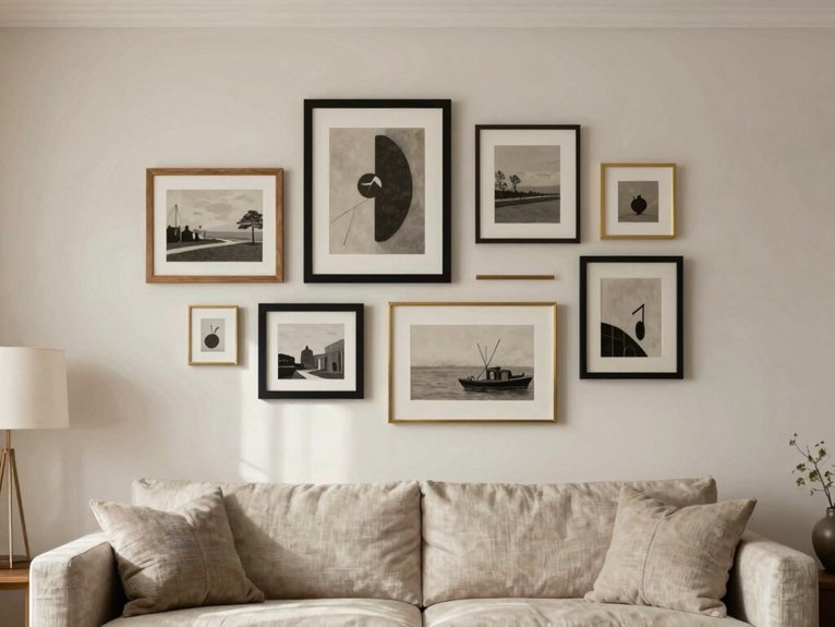 off center layered gallery grouping