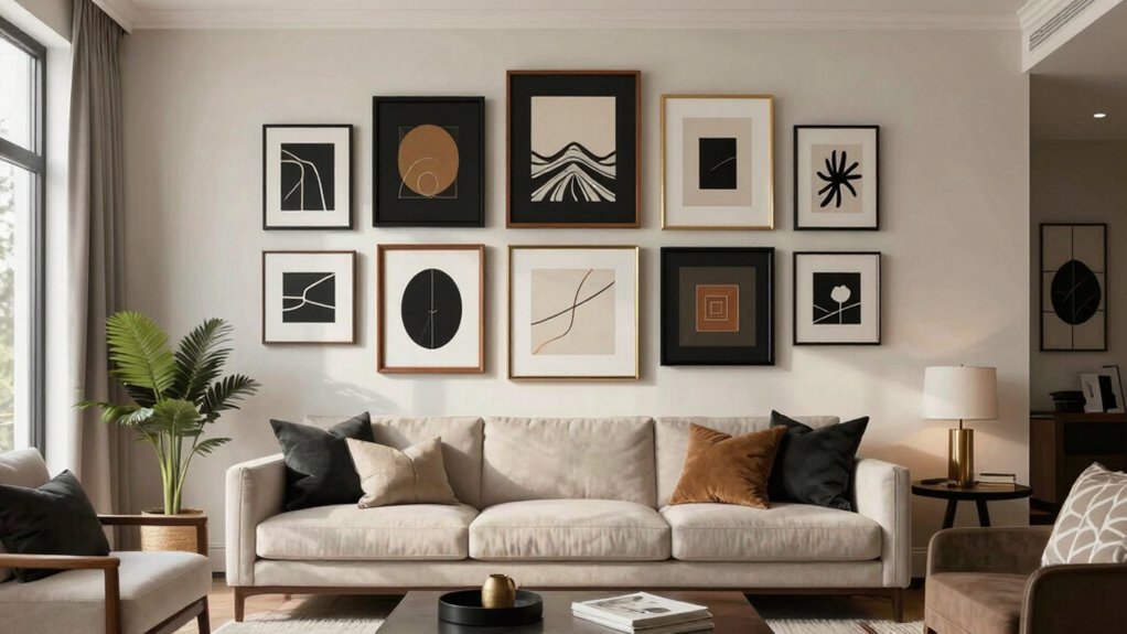 stylish balanced living room frames