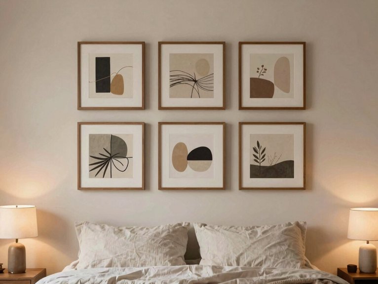 symmetrical bedside framed prints