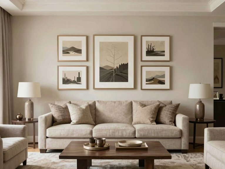 symmetrical framed sofa wall