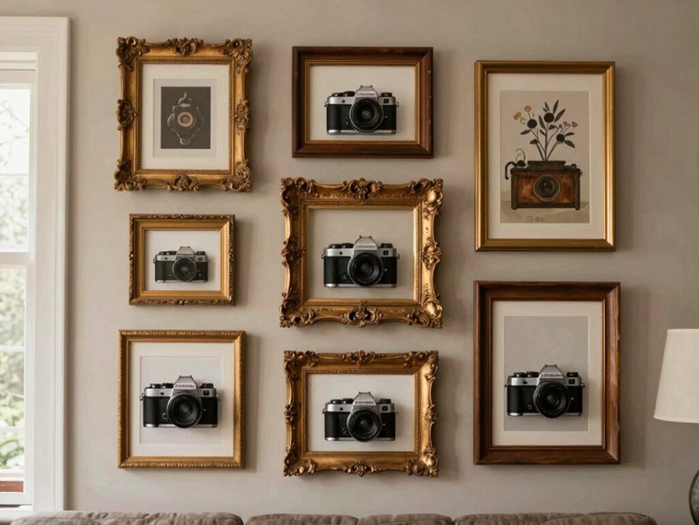thrifted vintage framed photo wall